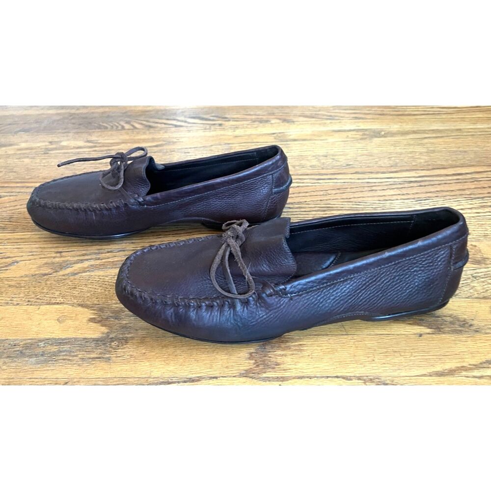Polo Ralph Lauren Brown Leather Slip On Moccasin Loafers Shoes Mens Size 9 - Picture 7 of 9